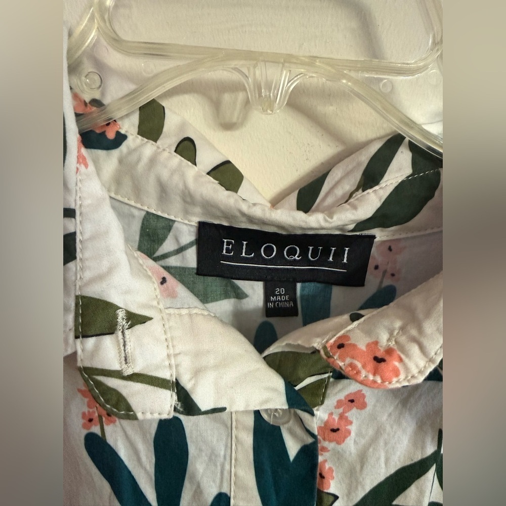 Eloquii Summer Pink Green Floral Print Dress Colorful Flutter Sleeve Sz 20 NWOT - Picture 2 of 4